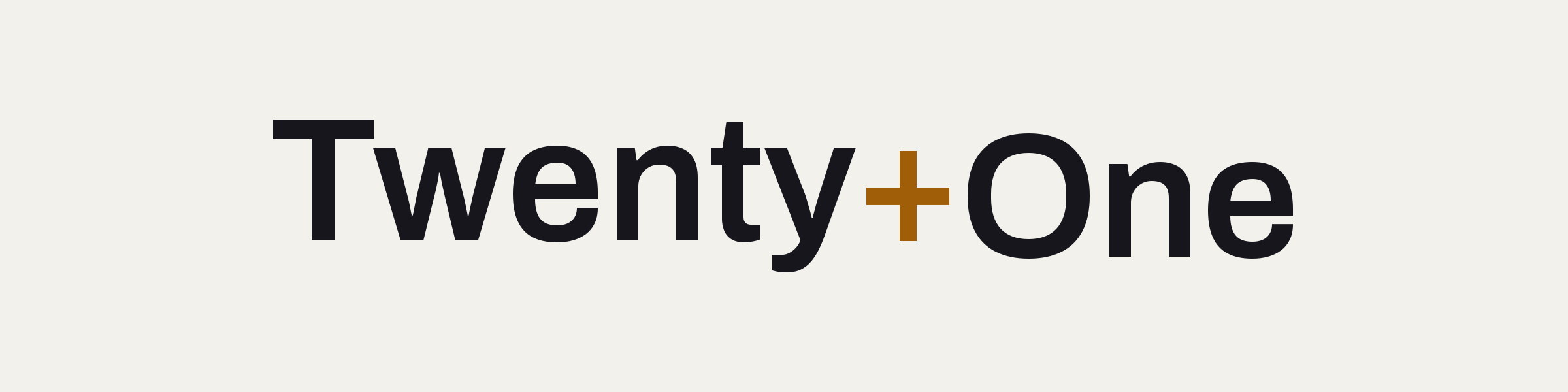 Twenty+One wordmark on warm paper